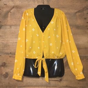 Forever 21 V-Neck Front Tie Blouse